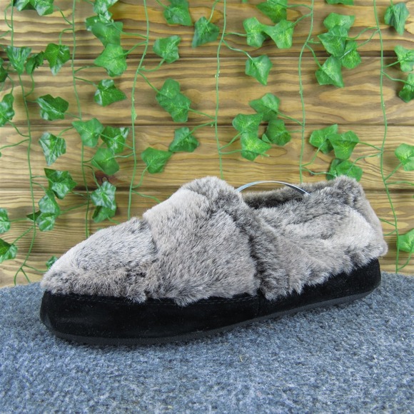 Acorn Women Fuzzy Shearling Style Gray Fabric Sz 6.5-7.5 Medium Gently Used 2025 - Picture 1 of 6